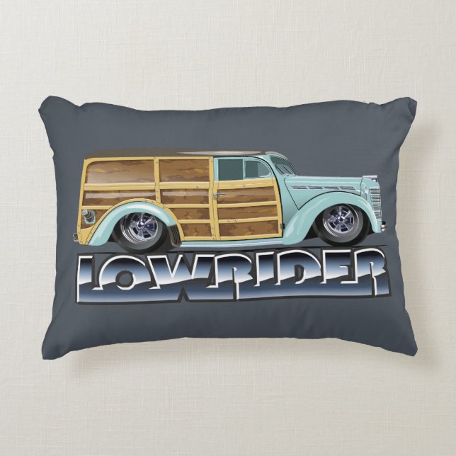 Retro Woody Lowrider Accent Kussen (Voorkant)