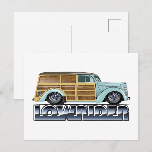 Retro Woody Lowrider Briefkaart (Voorkant / Achterkant)