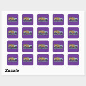 Retro Woody Lowrider Vierkante Sticker (Vel)