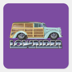 Retro Woody Lowrider Vierkante Sticker
