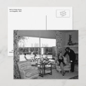 Retro woonkamer, Los Angeles, Vintage 1951 Briefkaart (Voorkant / Achterkant)