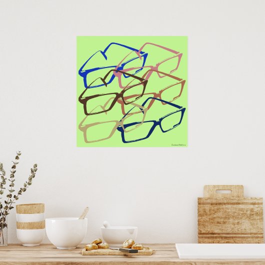 Retro Work Safety Glasses Artwork Poster (Keuken)