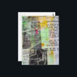 Retro Working Men Black White Pink Yellow Briefkaart<br><div class="desc">A random collage of vintage textbook papers and a vintage woodworking images from a book from 1950 with a vintage textbook page background with little hits of green and yellow</div>