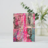 Retro Working Men on a Pink Background Briefkaart (Staand voorkant)