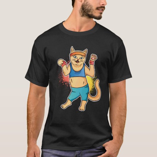 Retro Workout Kat 80 s 90 s Kitten Kitty T-shirt (Voorkant)