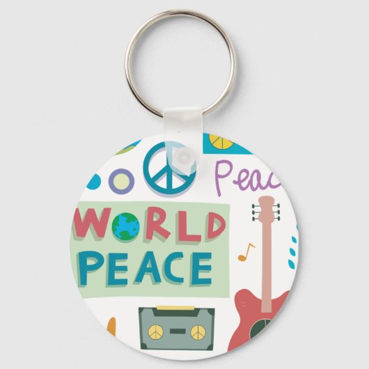 Retro World Peace Icons-Sleutelhanger Sleutelhanger (Voorkant)