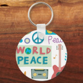 Retro World Peace Icons-Sleutelhanger Sleutelhanger (Voorkant)