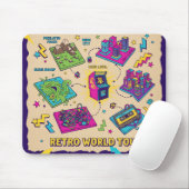 Retro World Tour Arcade Kaart – Pixel Gaming Art Muismat (Met muis)