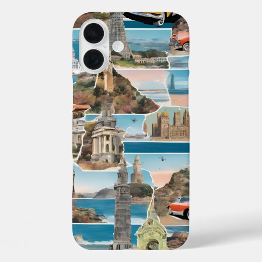 Retro World Tour Collage Case-Mate iPhone Case (Achterkant)