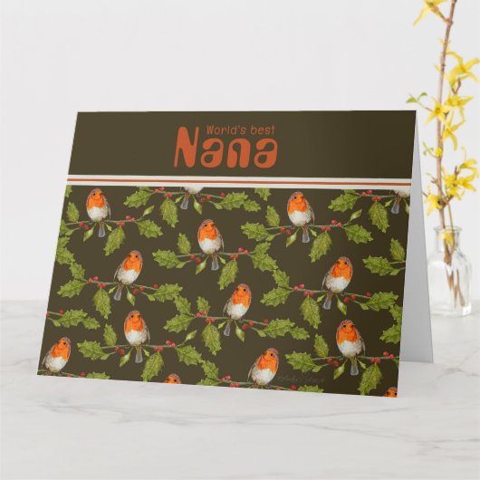 Retro World's Beste Oma Aangepaste Robin kaart (Gele Bloem)