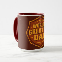 Retro World's Greatest Dad Badge Mok | Aanpasbaar