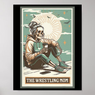 Retro Worstelen Moeder Tarotkaart Skelet Mama Moed Poster