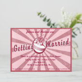 Retro Wow Bridal Shower Invitation - Magenta Kaart (Staand voorkant)