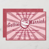 Retro Wow Bridal Shower Invitation - Magenta Kaart (Voorkant / Achterkant)