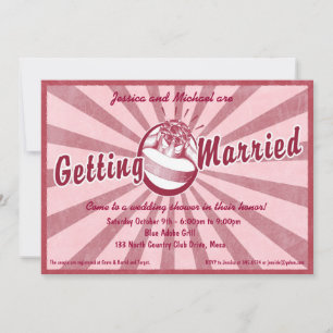 Retro Wow Bridal Shower Invitation - Magenta Kaart