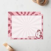 Retro Wow Gal - Aanpasbare platte kaarten Notitiekaartje (Voorkant / Achterkant in situ)