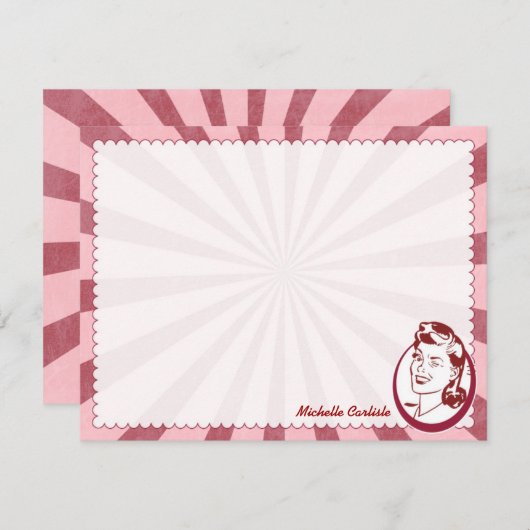 Retro Wow Gal - Aanpasbare platte kaarten Notitiekaartje (Voorkant / Achterkant)