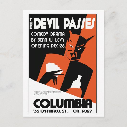 retro WPA het Devil theaterspel Briefkaart (Voorkant)