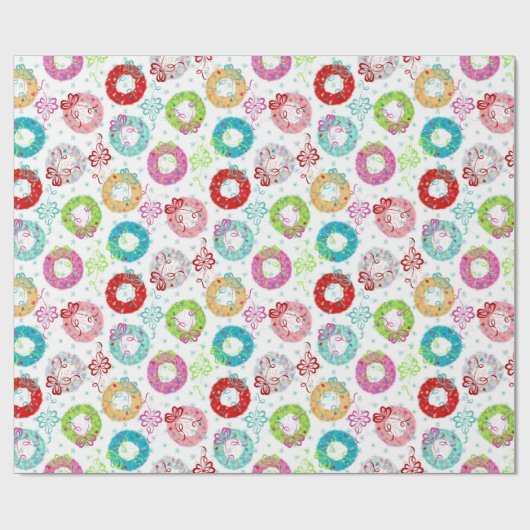 Retro Wrearies - Blauwgroen Starsburst - Kerstmis Cadeaupapier (Vlak)