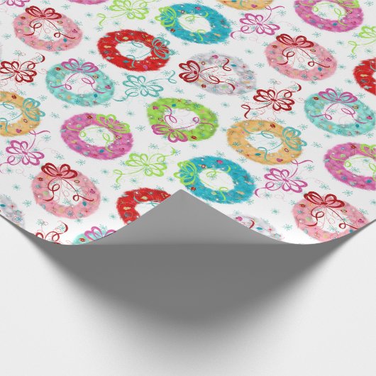 Retro Wrearies - Blauwgroen Starsburst - Kerstmis Cadeaupapier (Hoek)