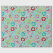 Retro Wreaten - Blauwgroen Kerstmis Cadeaupapier (Vlak)