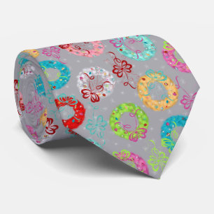 Retro Wreaten - Grijze kerst Stropdas