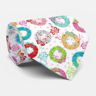 Retro Wreaten - Roze Starsburst - Kerstmis Stropdas