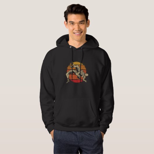 Retro Wrestling Sport Fighter Wrestlers Hoodie (Voorkant volledig)