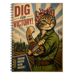 Retro WW2 Land Girl Pop Art Kat Vintage Notitieboek