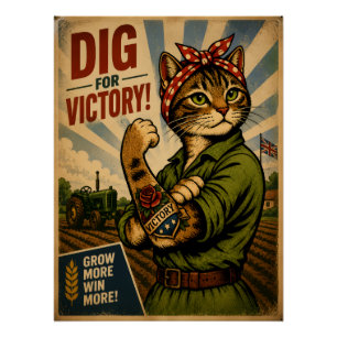 Retro WW2 Land Girl Pop Art Kat Vintage Perfect Poster
