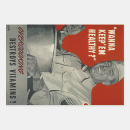 Retro  WWII Vitamins Gezond Voedsel Koken Inpakpapier Vel