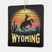 Retro Wyoming Cowboy Keramisch Ornament (Links)