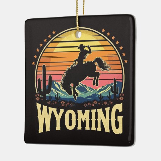 Retro Wyoming Cowboy Keramisch Ornament (Links)