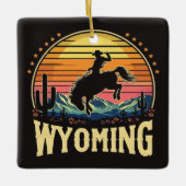 Retro Wyoming Cowboy Keramisch Ornament (Voorkant)