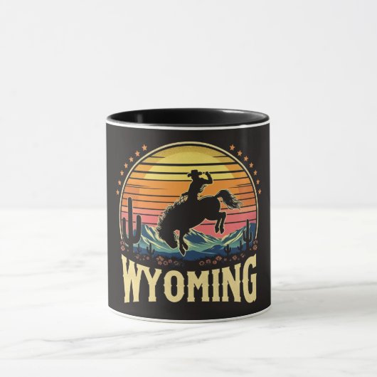 Retro Wyoming Cowboy Mok (Midden)