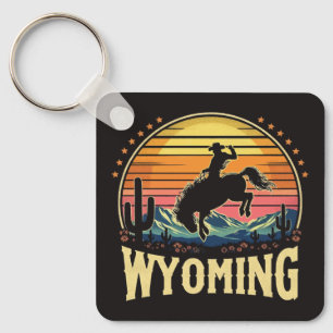 Retro Wyoming Cowboy Sleutelhanger