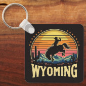 Retro Wyoming Cowboy Sleutelhanger (Voorkant)
