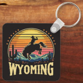 Retro Wyoming Cowboy Sleutelhanger (Achterkant)
