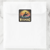 Retro Wyoming Cowboy Vierkante Sticker (Tas)
