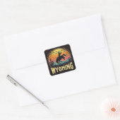 Retro Wyoming Cowboy Vierkante Sticker (Envelop)