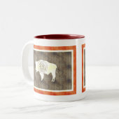 Retro Wyoming Flag Tweekleurige Koffiemok (Voorkant links)