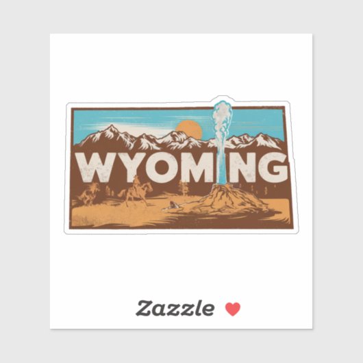 Retro Wyoming State Car Sticker (Vel)