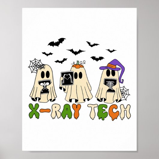 Retro X-ray Tech Halloween Ghost Radiology Ghost R Poster (Voorkant)