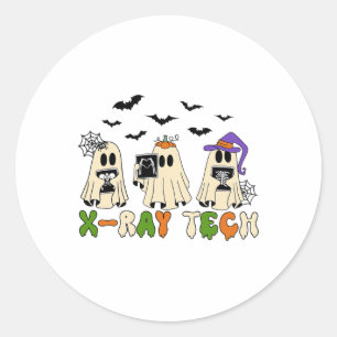 Retro X-ray Tech Halloween Ghost Radiology Ghost R Ronde Sticker