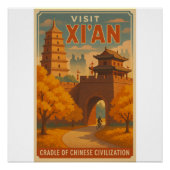 Retro Xi'an Travel Poster – Oude Chinese kunst (Voorkant)