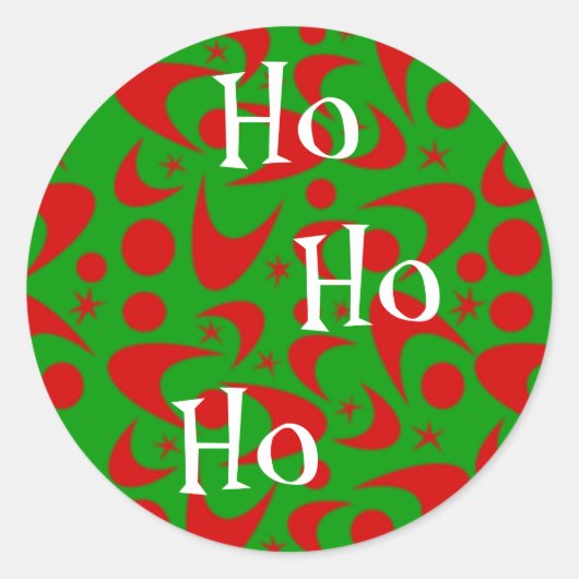 Retro Xmas Boomerangs Ronde Sticker (Voorkant)