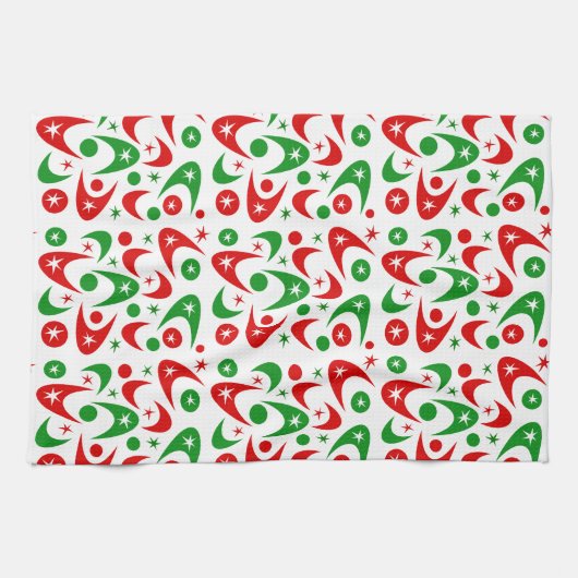 Retro Xmas Boomerangs Theedoek (Horizontaal)