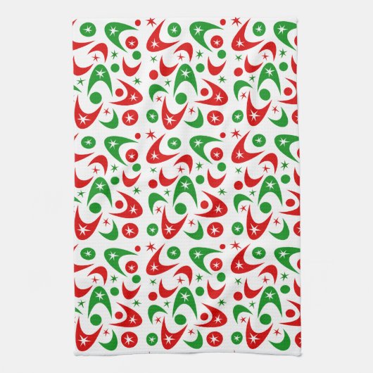 Retro Xmas Boomerangs Theedoek (Verticaal)