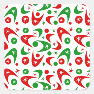 Retro Xmas Boomerangs Vierkante Sticker