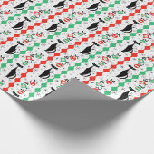 Retro Xmas Cat Stripe Multi Cadeaupapier (Hoek)